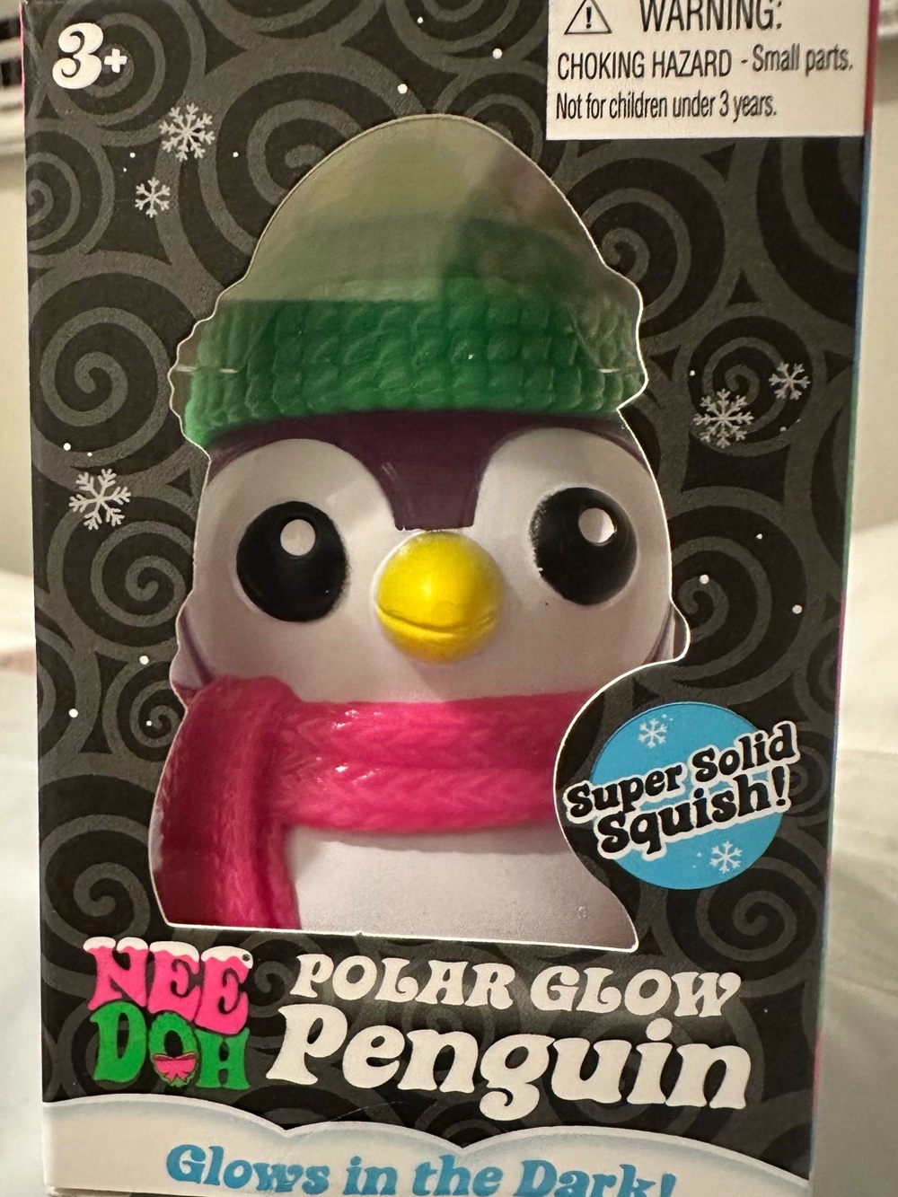 Schylling Nee Doh Squishmas Polar Glow Penguin Squeeze Ball Glows in Dark